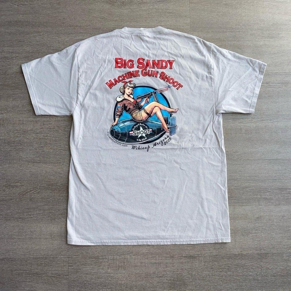 Port & Company Grey "Big Sandy Machine Gun Shoot" Graphic Tee Men's Large 1275